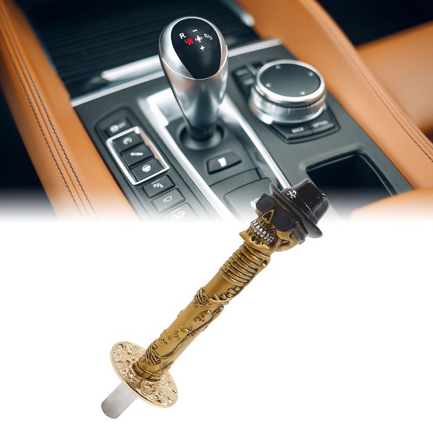 Unique Bargains Skull Head Design Car Manual Gear Shift Knob Shifter Lever 10 6 Inch Gold Tone 1pc