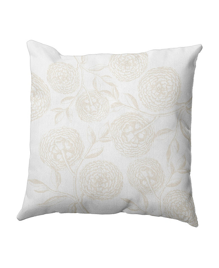 E by Design Antique Flowers 16 Inch White and Off White Decorative Floral Throw Pillow