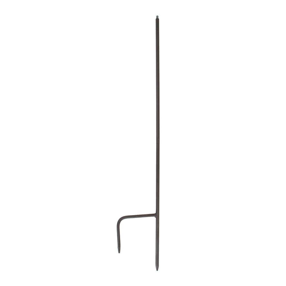 ACHLA DESIGNS 36 in. Tall Roman Bronze Powder Coat Wrought Iron Simple Threaded Stake with 2-Pronged Foot BB-14