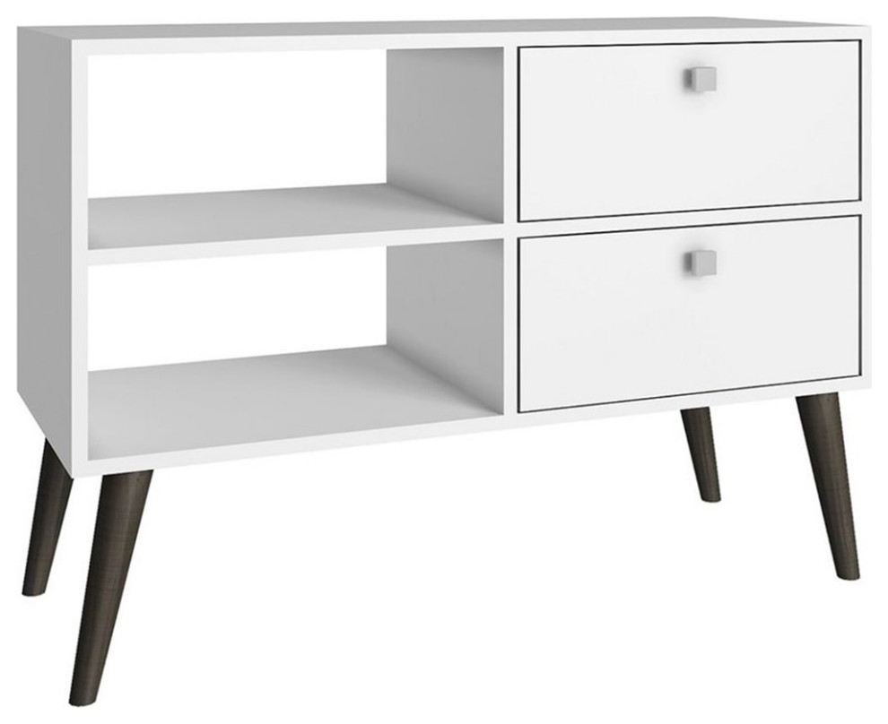 Manhattan Comfort Dalarna Wood TV Stand for TVs up to 32 quotin White   Midcentury   Entertainment Centers And Tv Stands   by Homesquare  Houzz