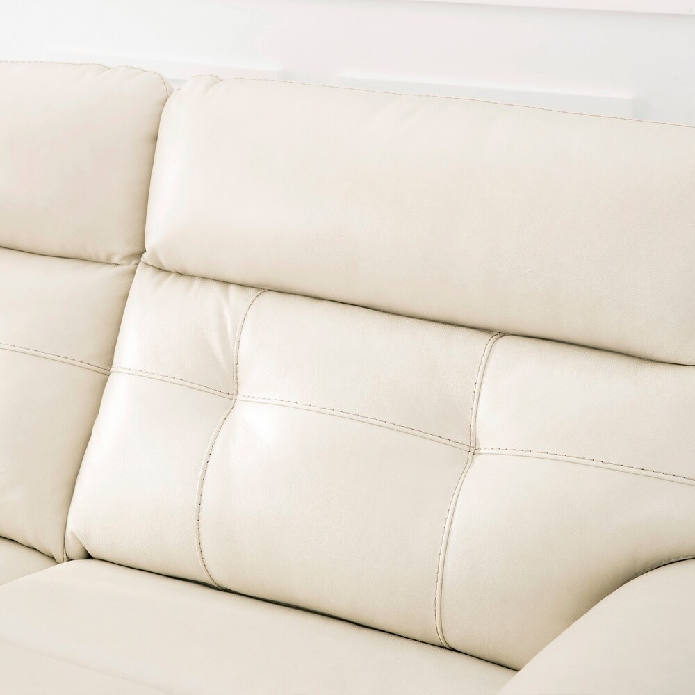 Jenson Leather Motion Cream Sofa with Power Head Rest   41'' H x 78'' W x 40'' D