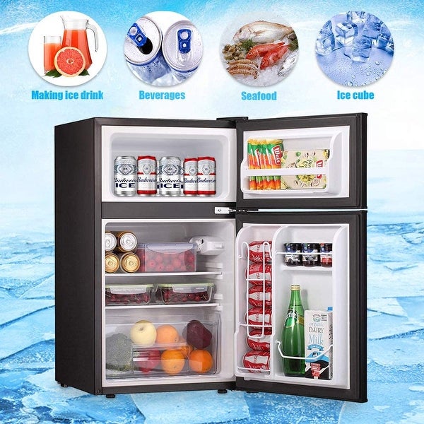 3.2 Cu.Ft Freestanding Compact Refrigerator with Freezer，2 Doors