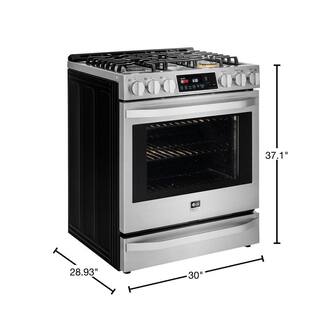 LG STUDIO 30 in. 6.3 cu. ft. Smart Slide-In Gas Range with ProBake Convection Oven and Self-Clean in Stainless Steel LSSG3017ST