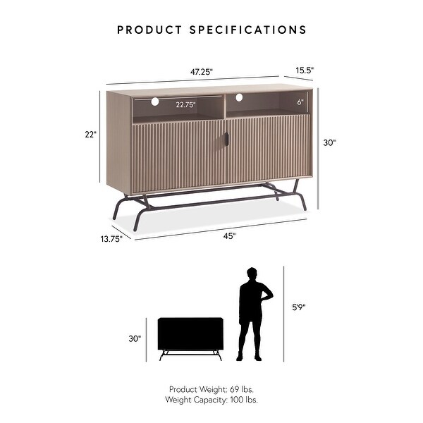 DH BASIC Modern 47-inch Media TV Stand Entryway Storage Cabinet by Denhour