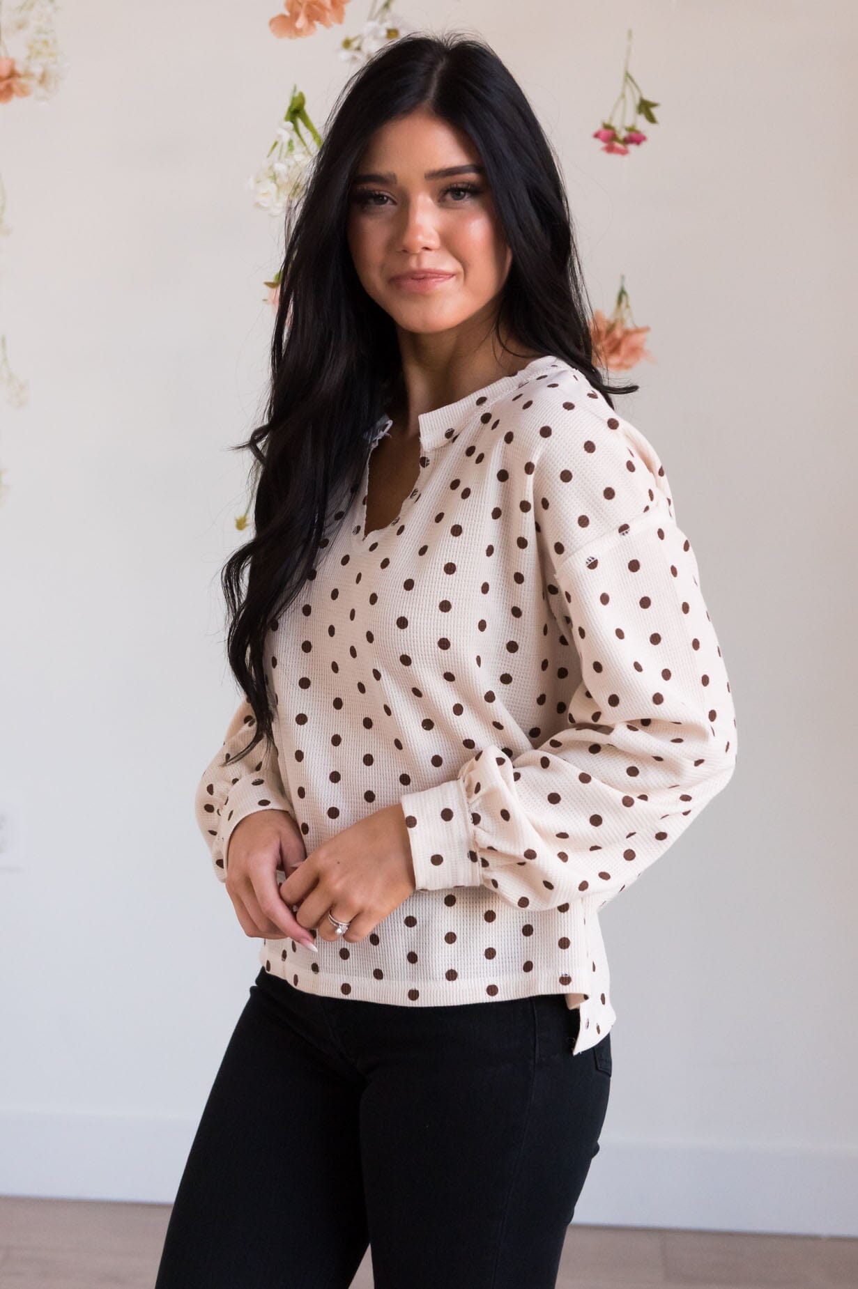 Date Day Modest Polka Dot Top