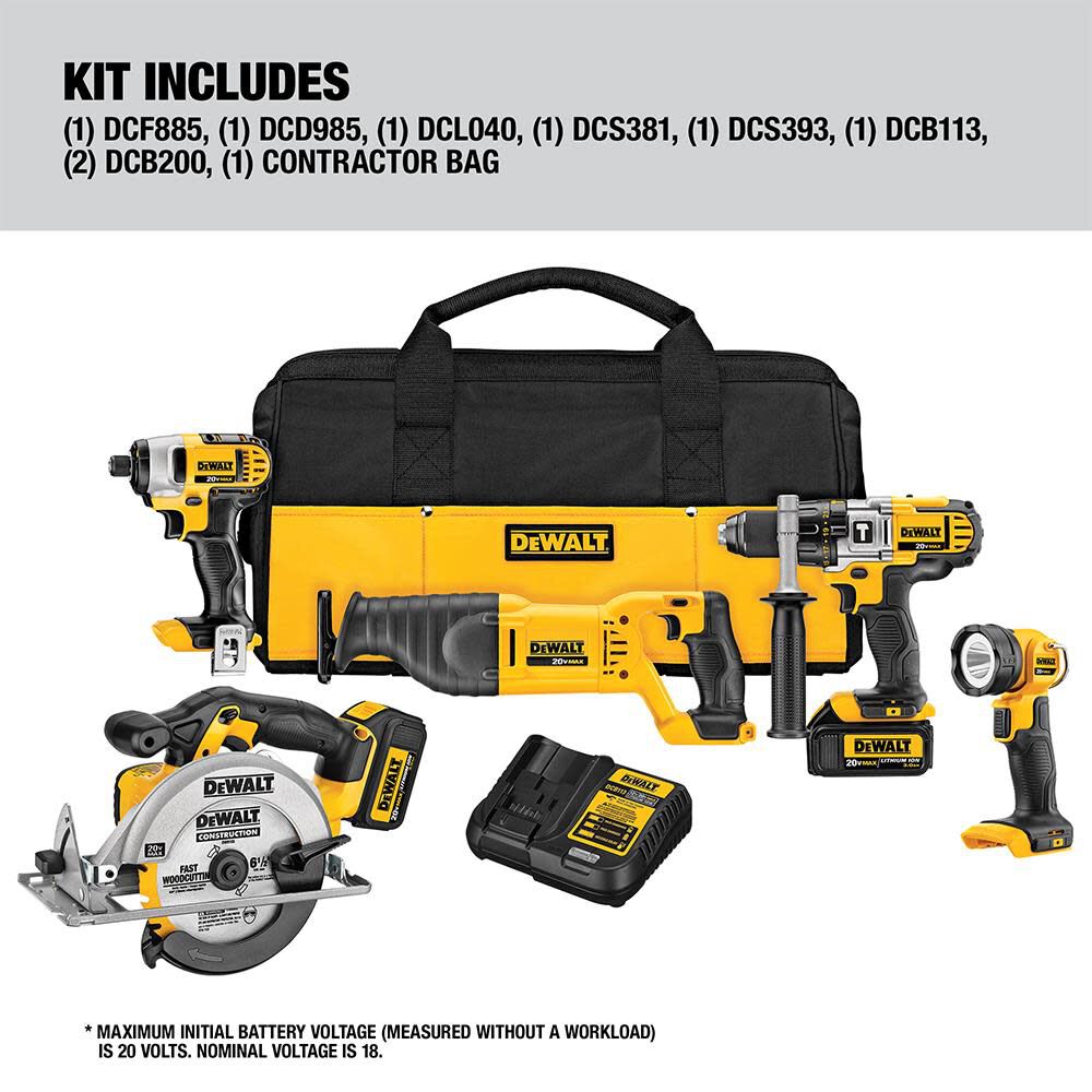 DW 20V MAX 5 Tool Combo Kit DCK590L2 from DW