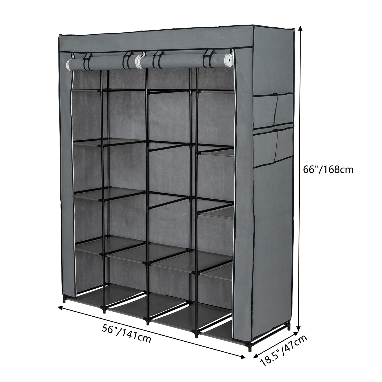 Ktaxon Non-Woven Fabric Portable Closet Organizer Storage with 14 Shelves,Gray