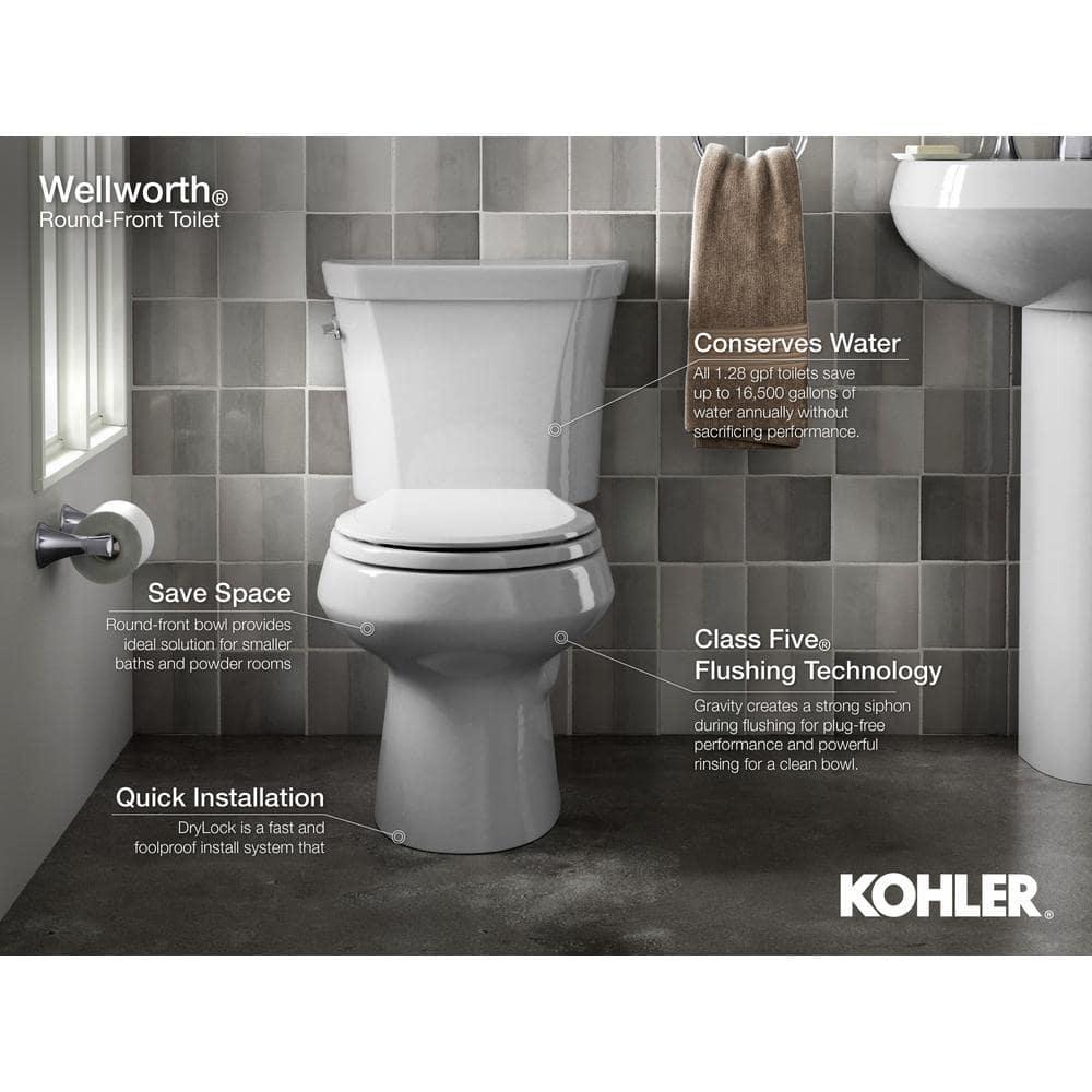 KOHLER Wellworth 2Piece 128 GPF Single Flush Round Toilet in White