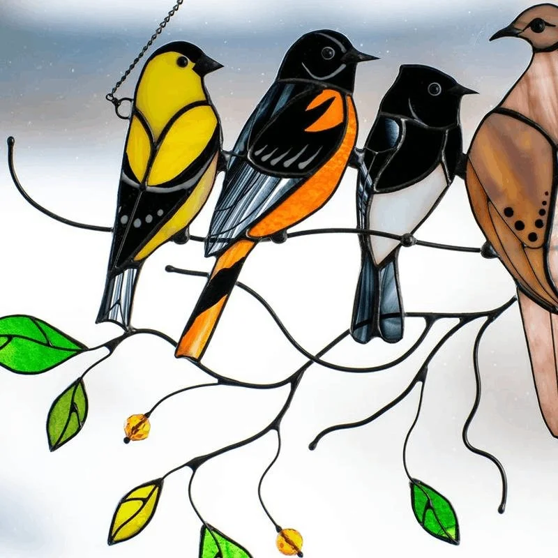 🔥 BIG SALE - 49% OFF🔥The Best Gift-Birds Stained  Window  Panel