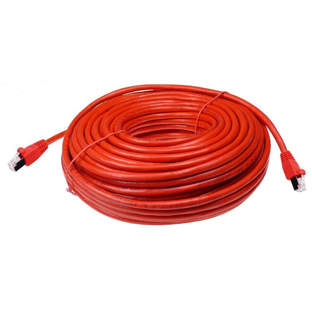 NTW 100 ft. Cat6a Snagless Shielded (STP) Network Patch Cable Red 345-S6A-100RD