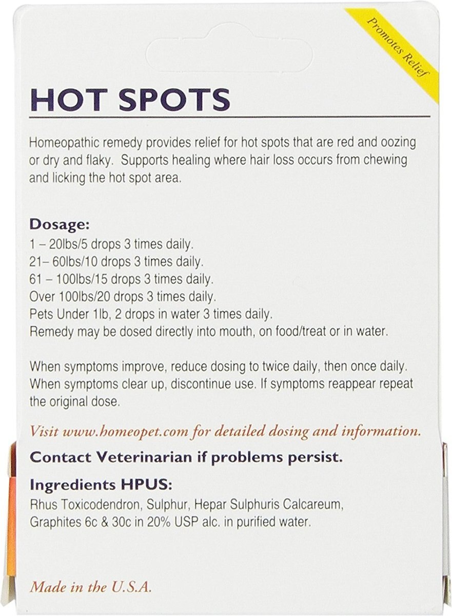 HomeoPet Hot Spots Homeopathic Medicine for Hot Spots for Birds