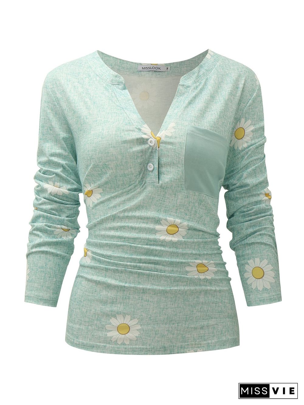 Long Sleeve Cotton Floral Blouse