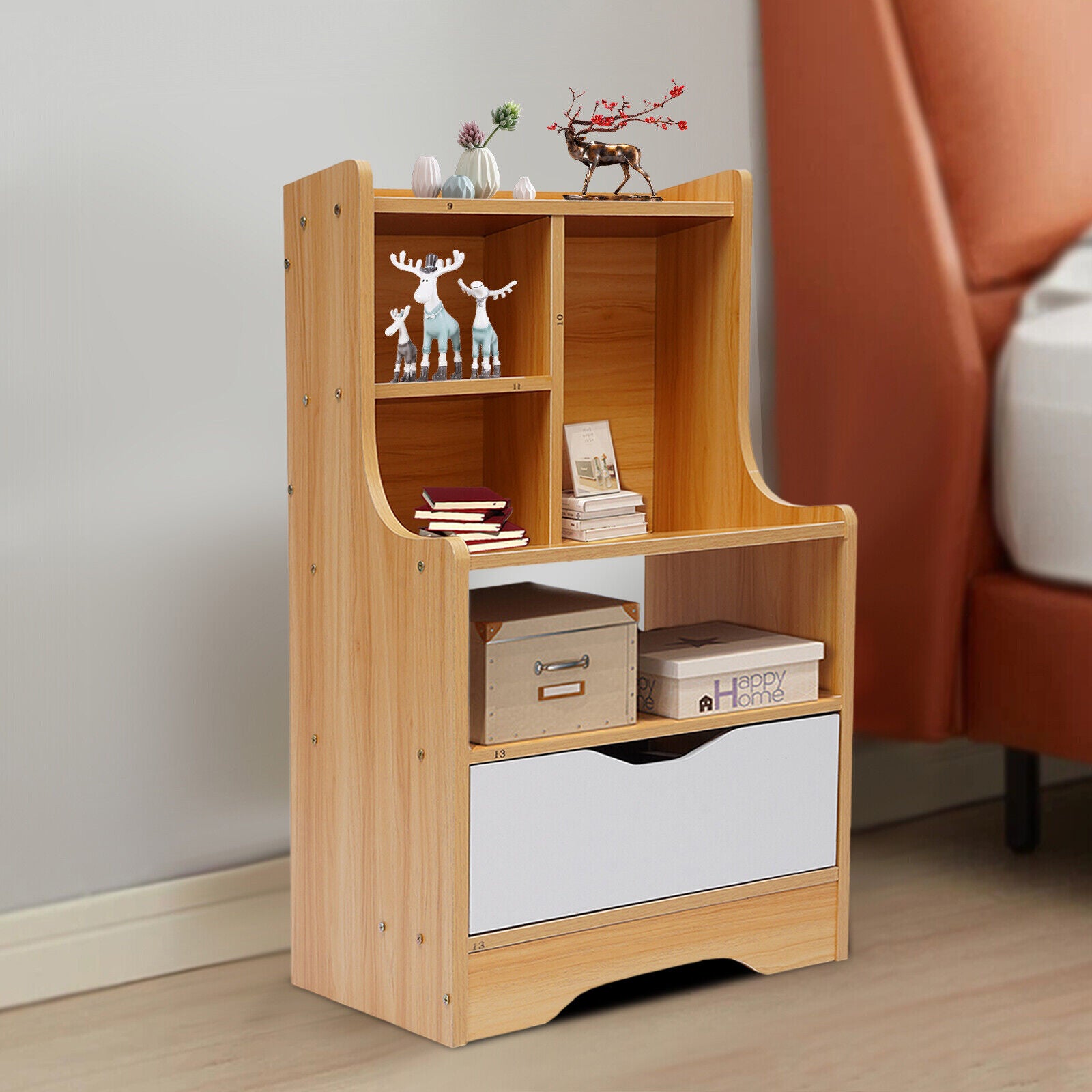 OUKANING Multifunctional Nightstand Bedside Table Children's Room Studying Table