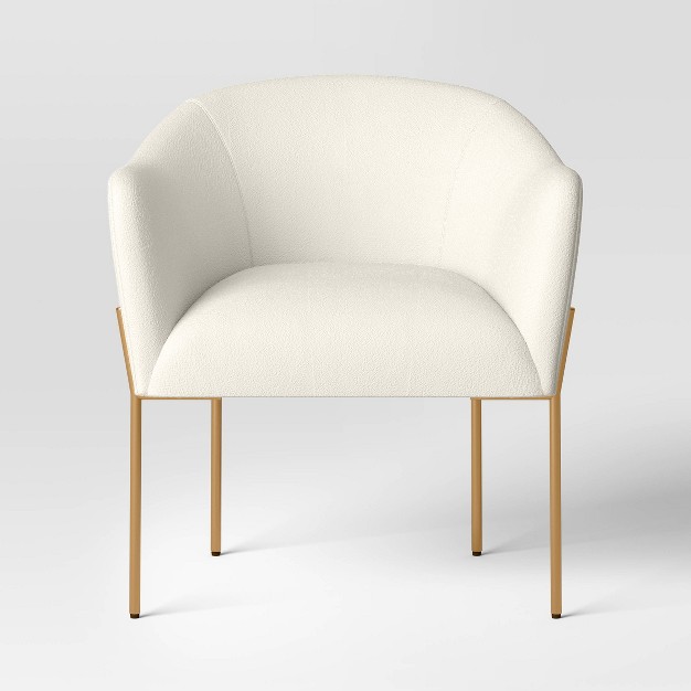 Gladden Rounded Back Anywhere Chair Cream Boucle brass