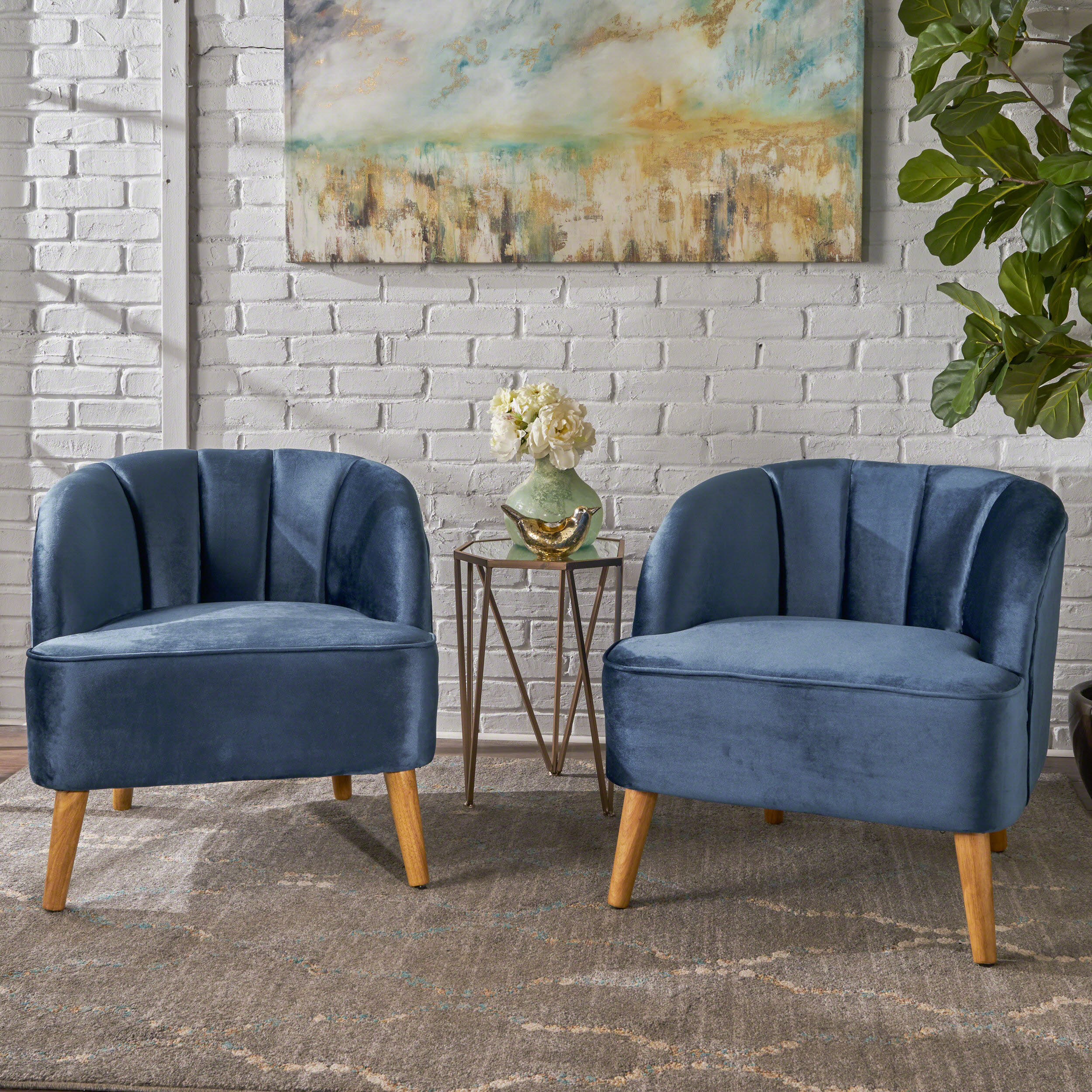 Scarlett Modern Velvet Accent Chair (Set of 2)