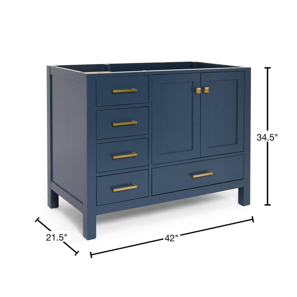 ARIEL Cambridge 42 in. W x 21.5 in. D Vanity Cabinet Only in Midnight Blue A043S-R-BC-MNB