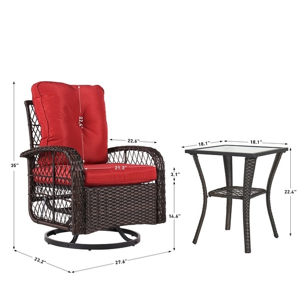 3 Pieces Outdoor Swivel Rocker Chair