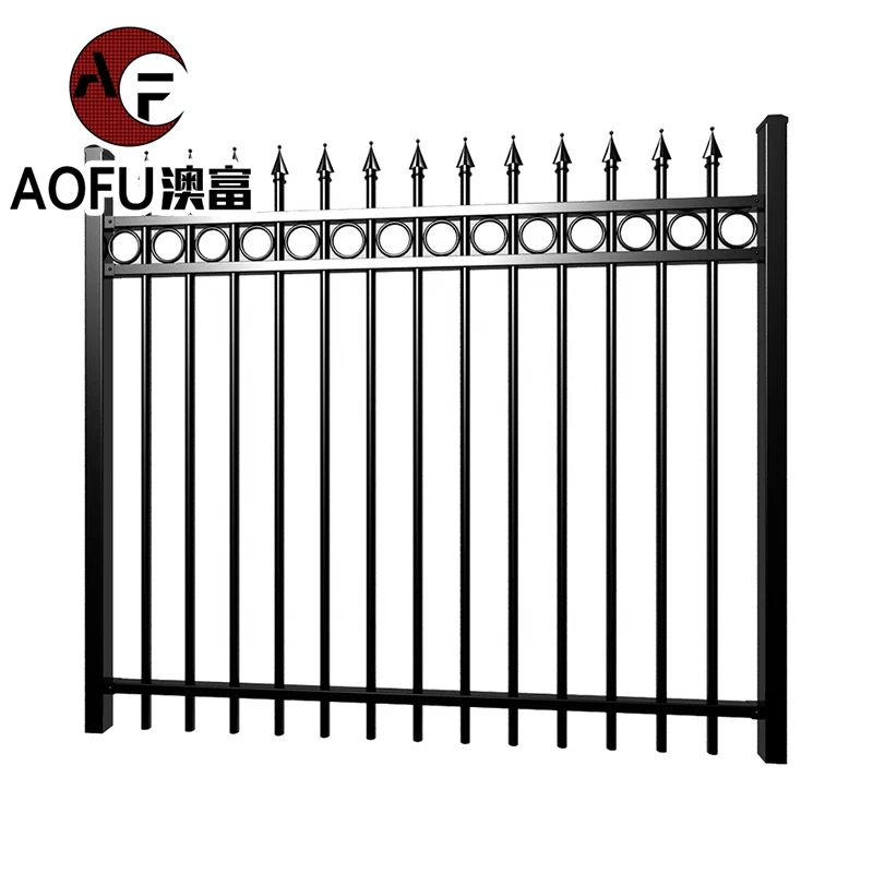 Factory Supply Security Galvanized Wrought Iron Fence Panels Zinc Steel Protective Decorative Courtyard Metal Tubular Fencing