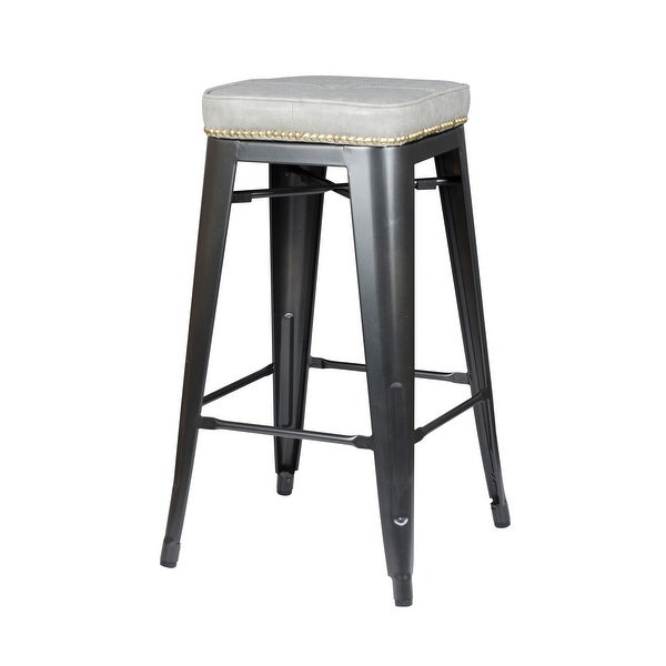 Metropolis PU Leather Metal Backless Counter Stool，Set of 4 - N/A