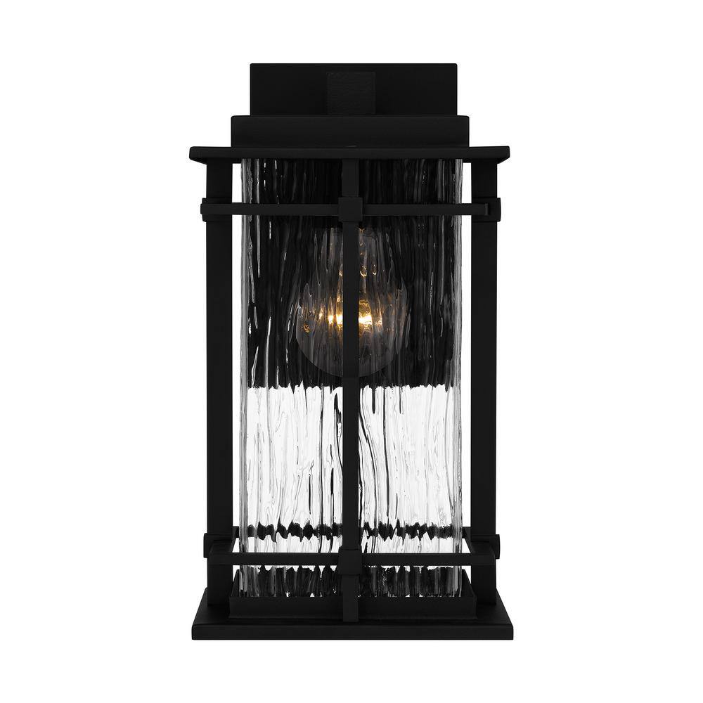 Quoizel McAlister 1-Light Earth Black Hardwired Outdoor Wall Lantern Sconce MCL8406EK