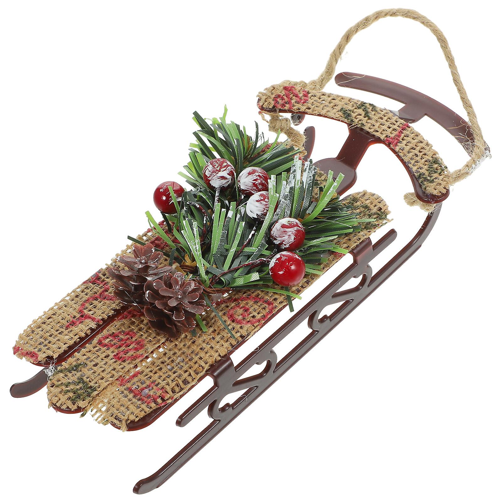 Craft Miniature Sled Model Christmas Hanging Sleigh Model Tabletop Miniature Sleigh Decoration