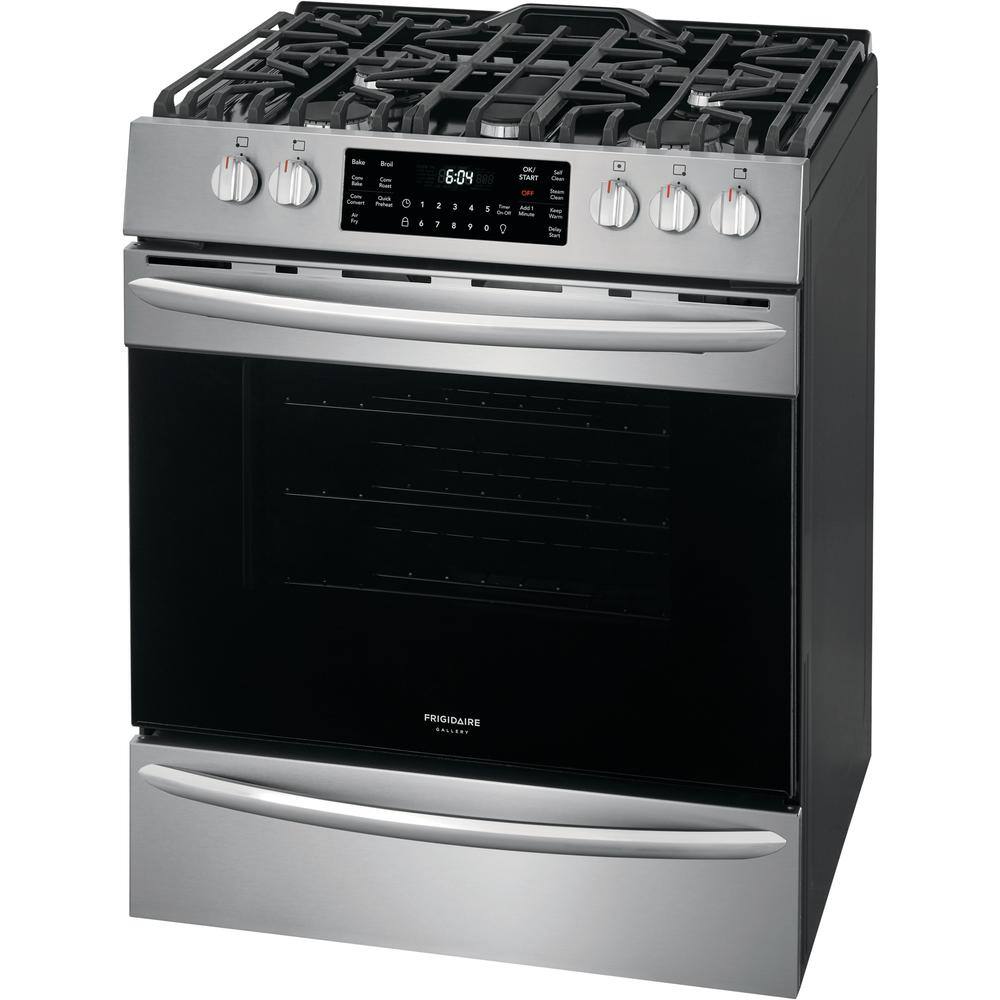 FRIGIDAIRE GALLERY 30 in. 5 Burner Slide-In Gas Range in Stainless Steel with Convection and Air Fry FGGH3047VF