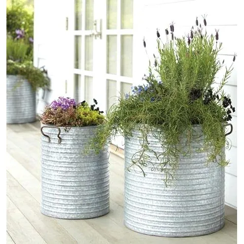 indoor Outdoor Galvanize Wholesale Zinc Planters Flower Plant Pots smart home decoration