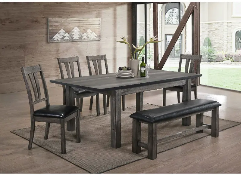 Nash Rustic Gray 6 Piece Dining Room Set