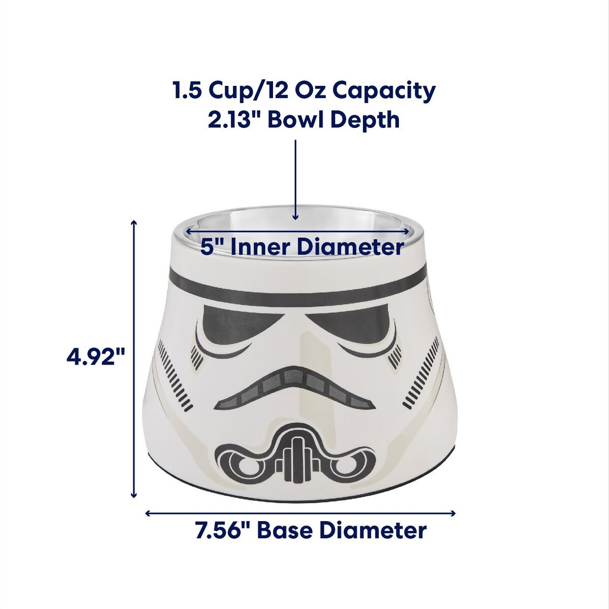 STAR WARS STORMTROOPER Melamine Elevated Stainless Steel Dog and Cat Bowl， 1.5 Cup