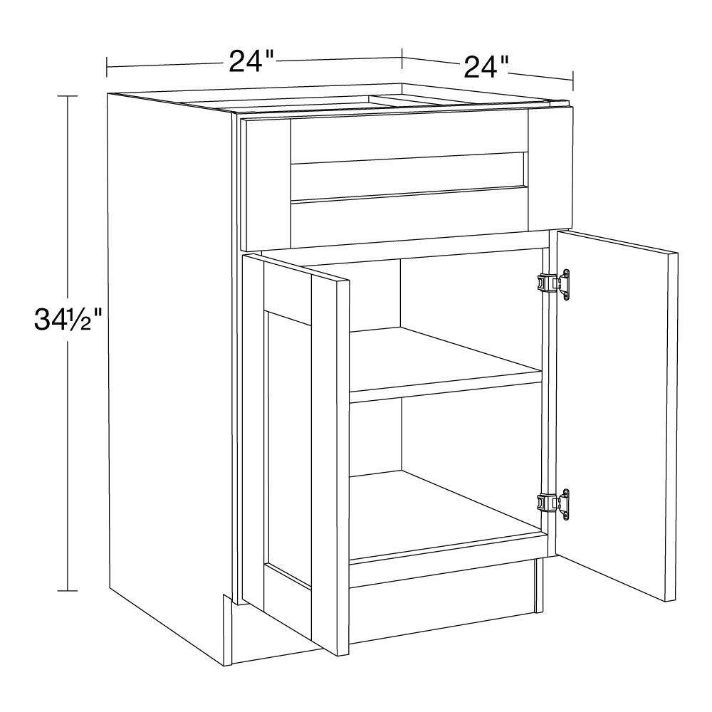 Home Decorators Collection Washington Veiled Gray Plywood Shaker Stock Assembled Base Kitchen Cabinet Soft Close 24 in. x 34.50 in. x 24 in. B24-WVG