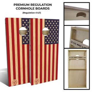 IPG Global Marketing Butternut Wood American Flag Cornhole Set TRB1187