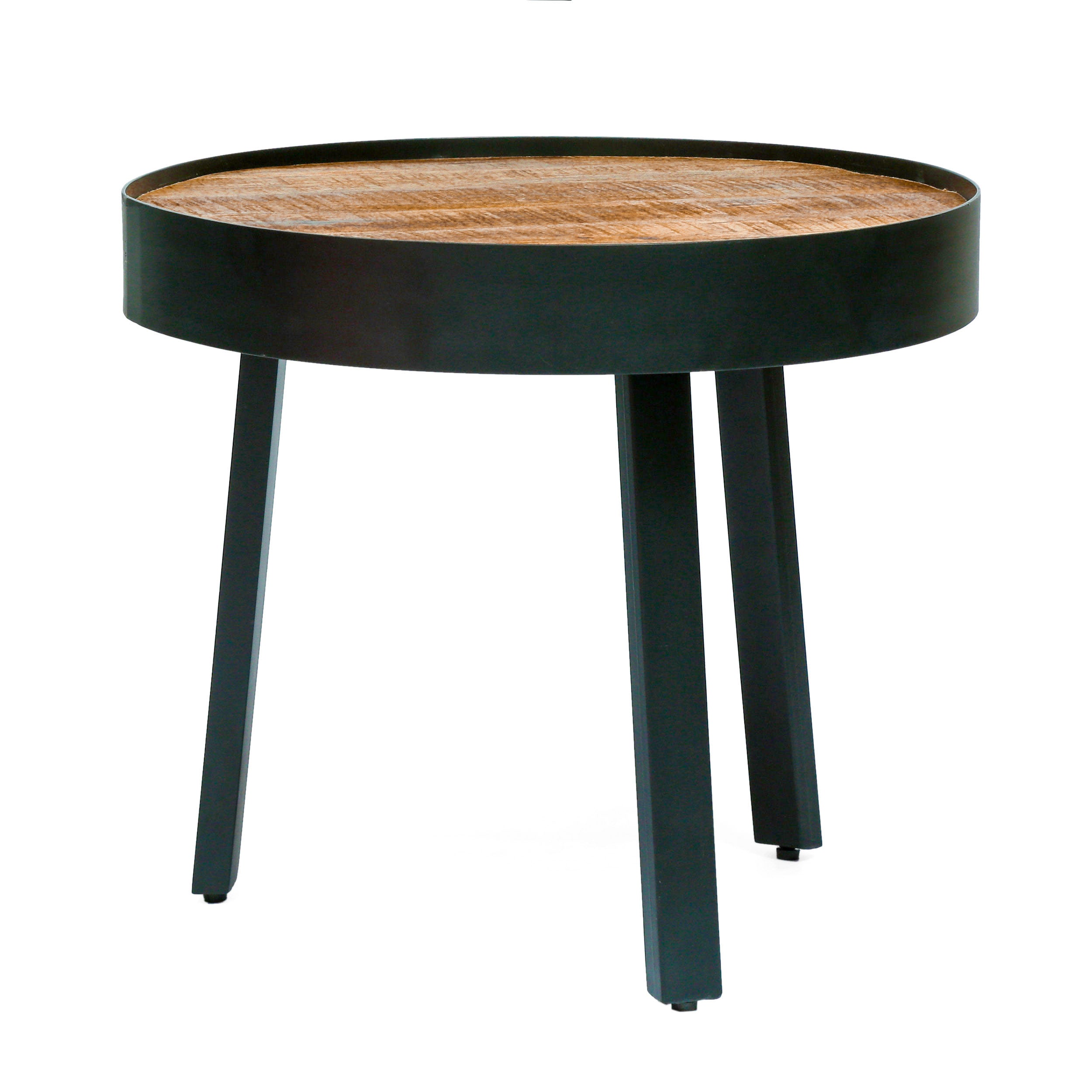 Zeyer Modern Industrial Handcrafted Mango Wood Side Table, Natural and Black