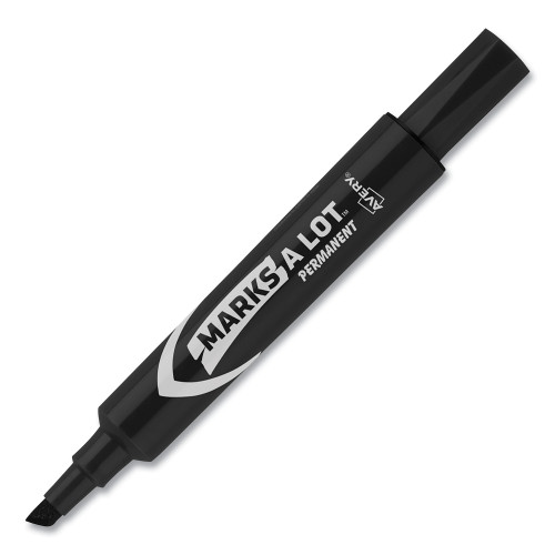 Avery MARKS A LOT Regular Desk-Style Permanent Marker， Broad Chisel Tip， Black， Dozen (07888)