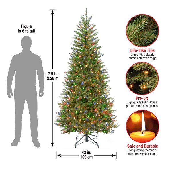 National Tree Company 7.5 ft. Dunhill Fir Slim Tree with Multicolor Lights