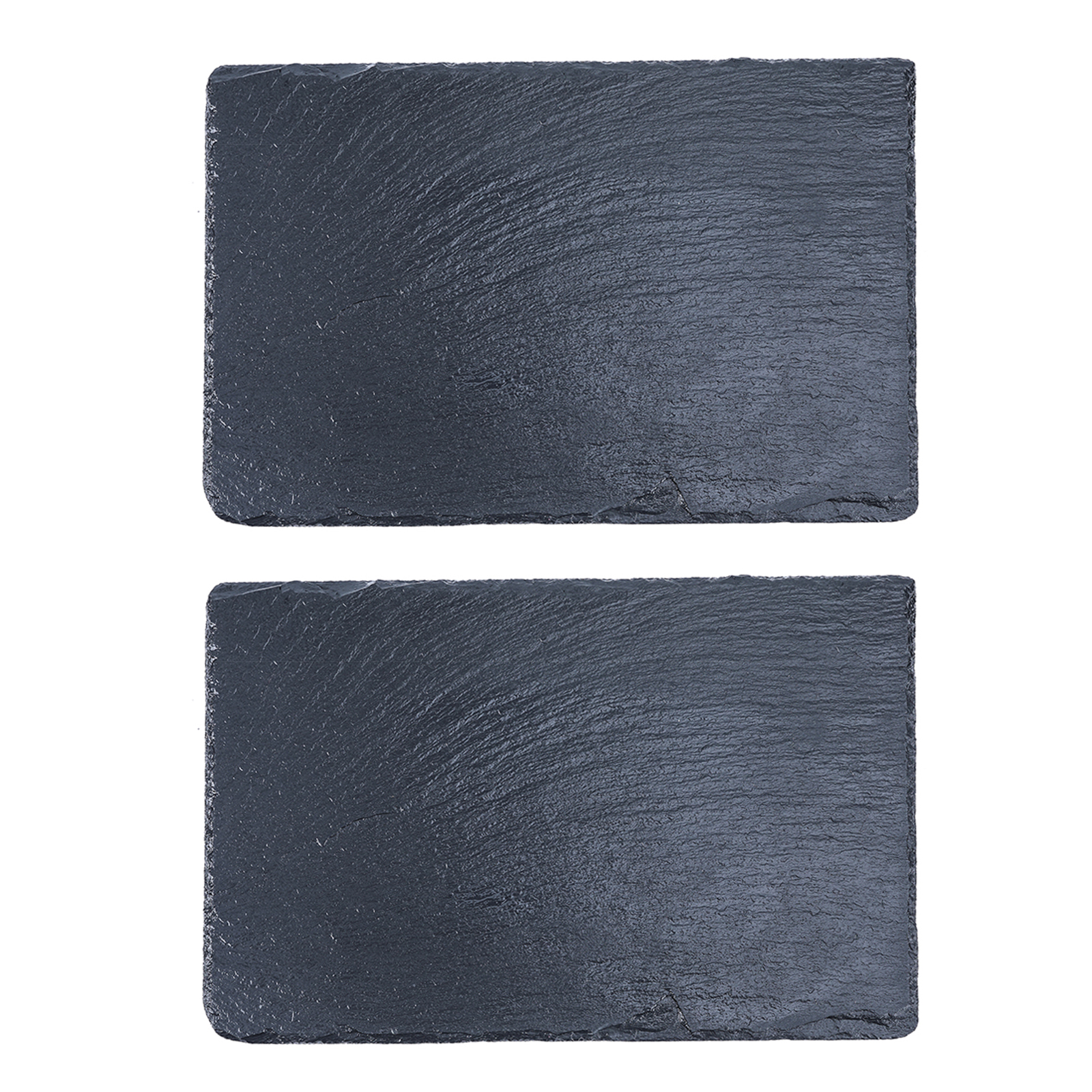 Set of 2 Black Slate Cheese Boards ， Individual Stone Plates for Cheese， Meat， Appetizers (8 x 12 In)