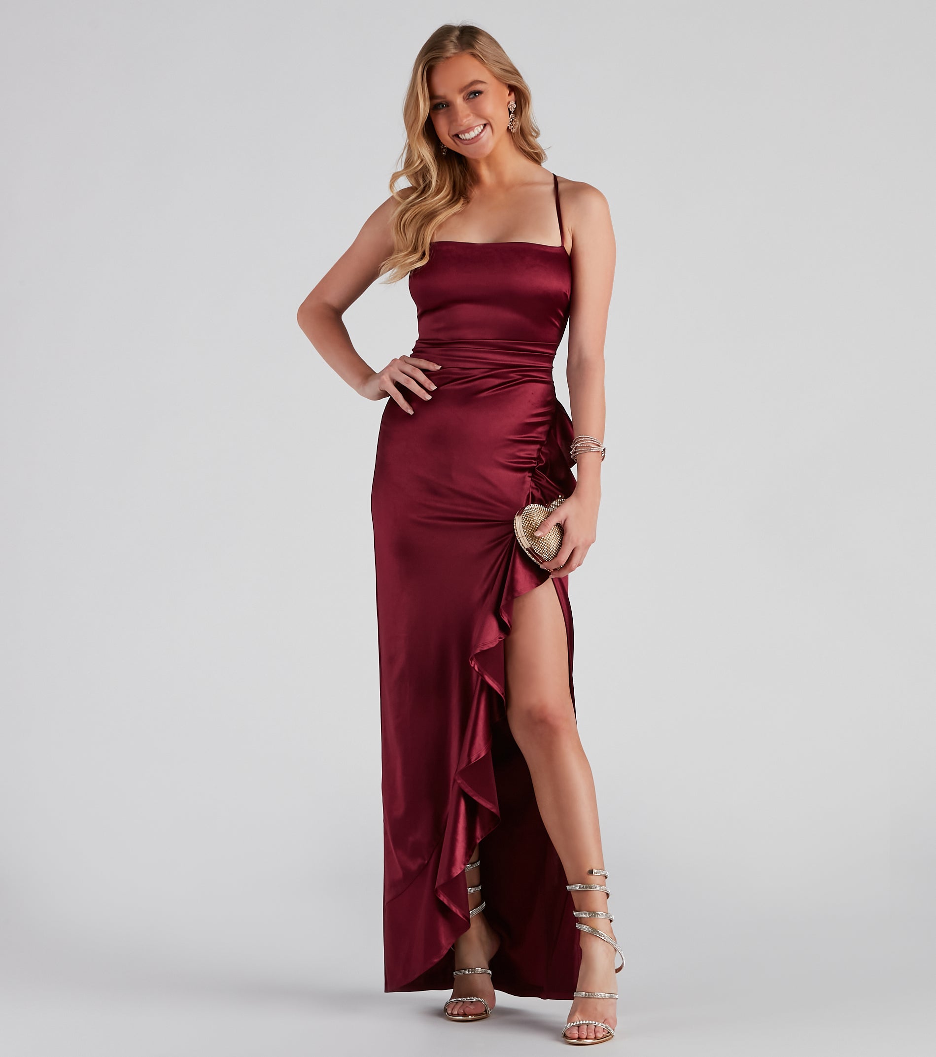 Jane Formal High Slit Satin Dress