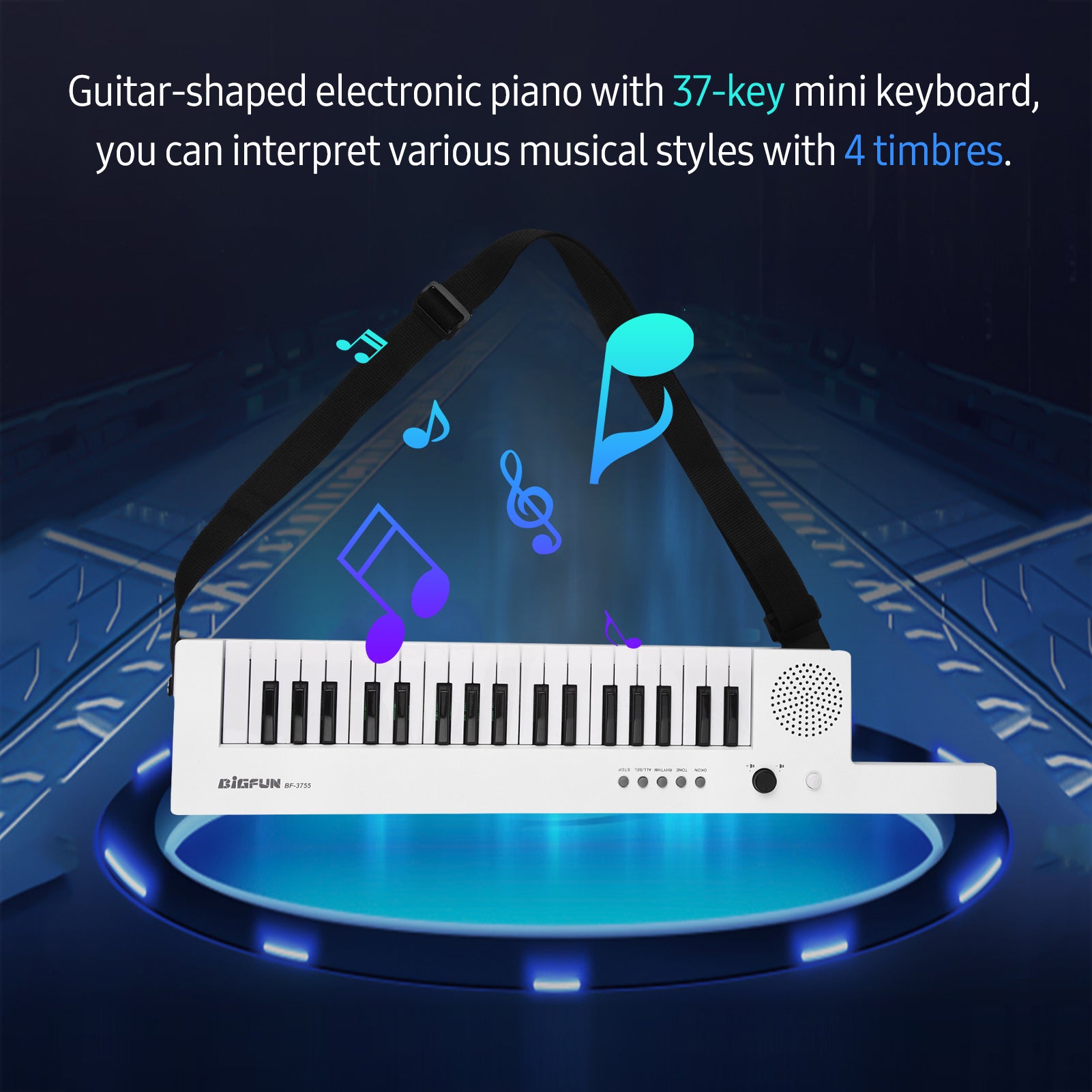 Meterk Guitar Electronic Piano with 37-Key Electronic Keyboard Piano Rechargeable Children' s Piano