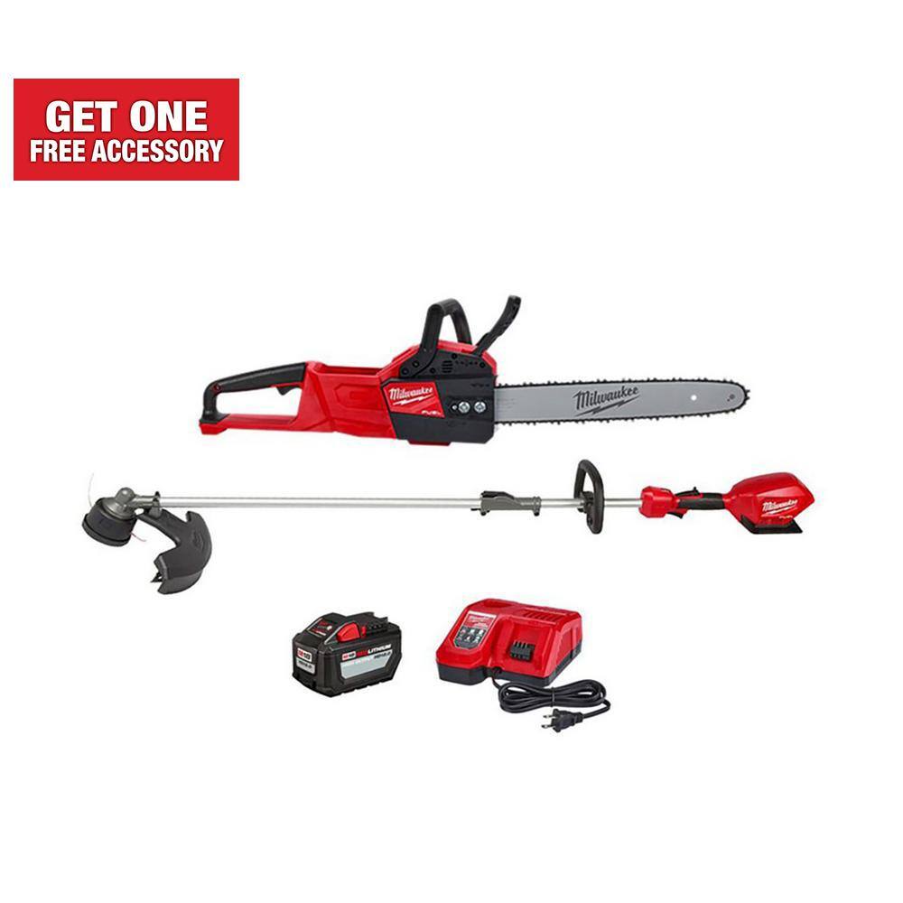 MW M18 FUEL 16 in. 18-Volt Lithium-Ion  Brushless Battery Chainsaw Kit  M18 FUEL String Trimmer Combo Kit(2-Tool) 2727-21HD-2825-20ST