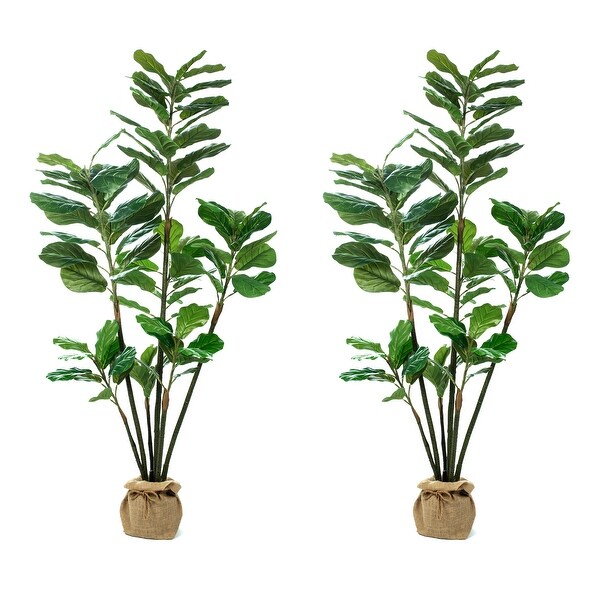 Fiddle Leaf Fig Faux Tree in Pot (Set of 2)