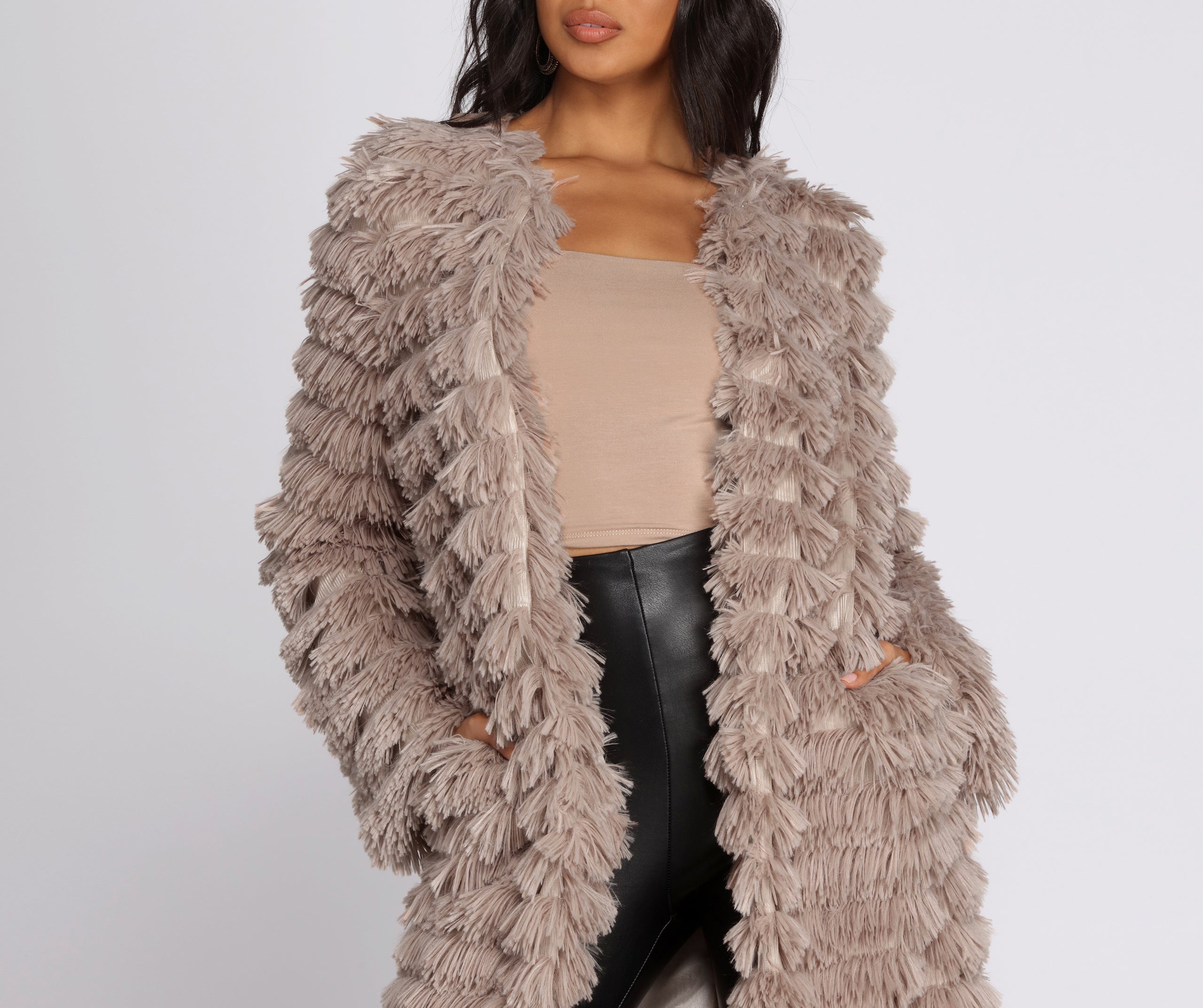 Long Line Fringe Coat