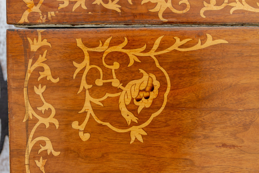 Large Walnut Marquetry Inlay Chest   Victorian   Accent Chests And Cabinets   by De cor  Houzz