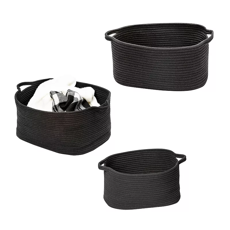 Honey-Can-Do Set of 3 Black Cotton Coil Storage Basket Set