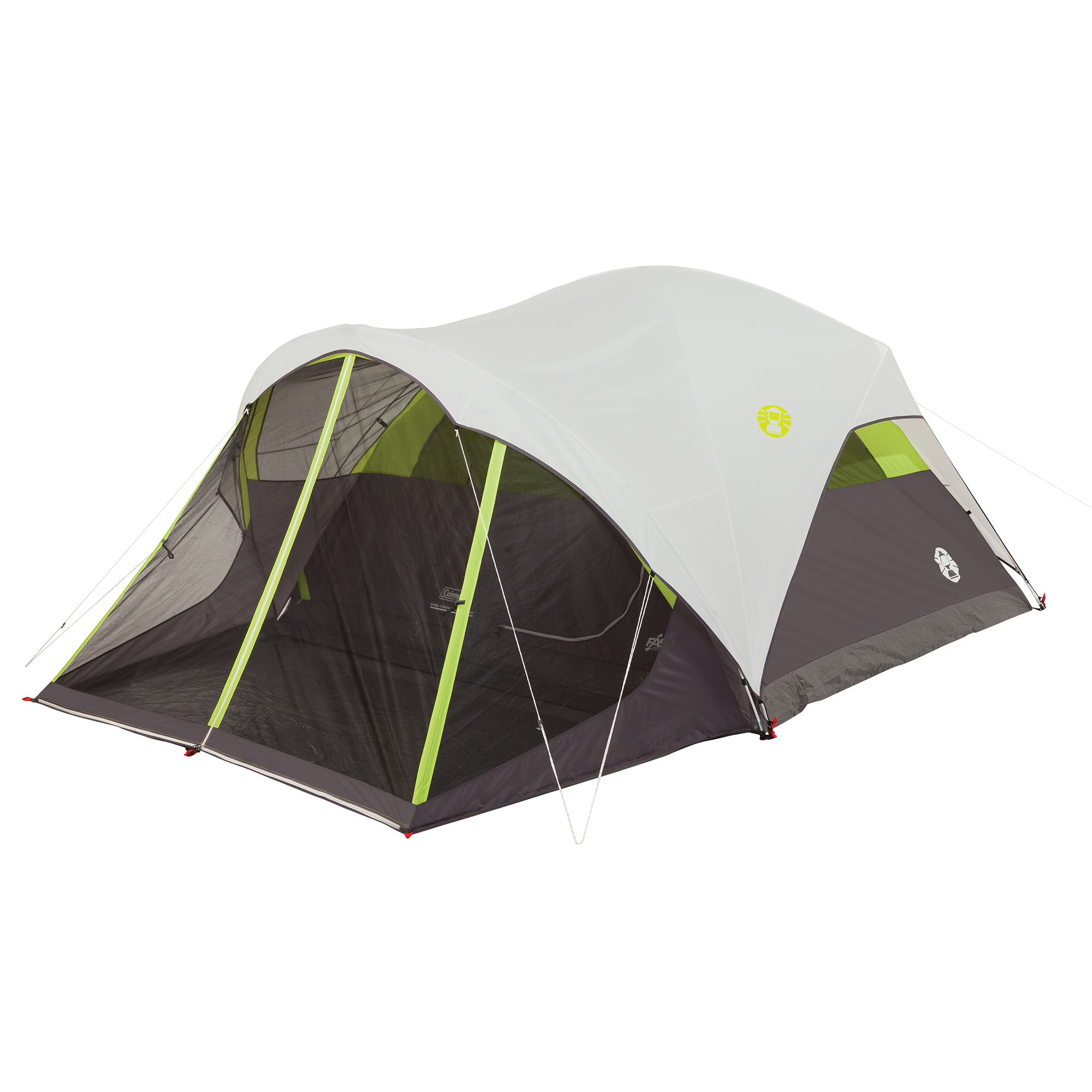 Coleman® 6-Person Steel Creek™ Fast Pitch™ Dome Camping Tent with Screen Room， Green