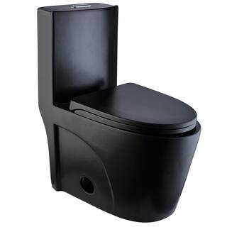 Stivier 12 in. Rough-In 1-Piece 1.11.6 GPF Dual Flush Elongated Toilet in Black. Seat Included OT-1MB-PS