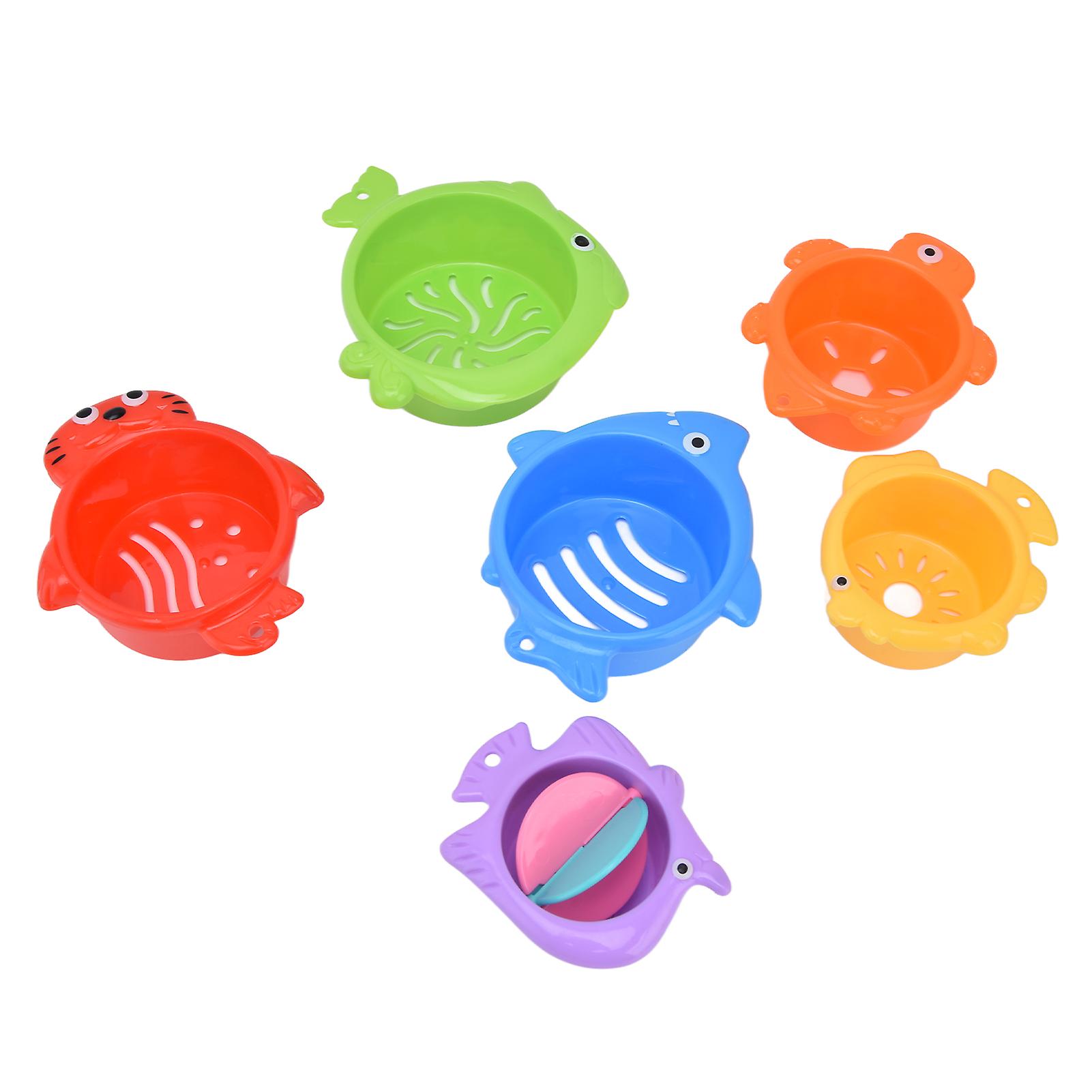 Baby Fish Stacking Bath Cups Animal Shapes Building Baby Stack Cups Early Educational Toys For Tubs Water Table Games