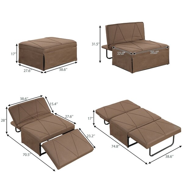 4-in-1 Folding Ottoman Sofa Bed with Adjustable Backrest - 38.58''*25.56''*16.93