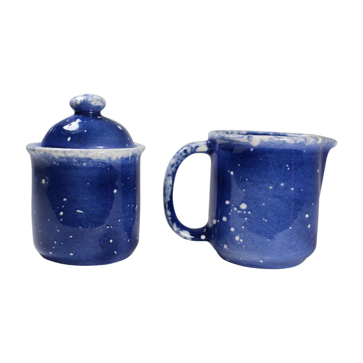 Creamer and Sugar Set Snowman Blue Ceramic Debra Kelly Renovators Supply