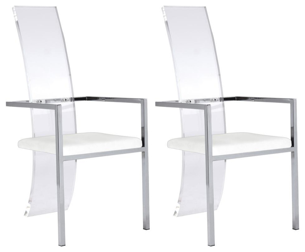 Acrylic High Back Arm Chair   Set Of 2  White   Contemporary   Dining Chairs   by GwG Outlet  Houzz