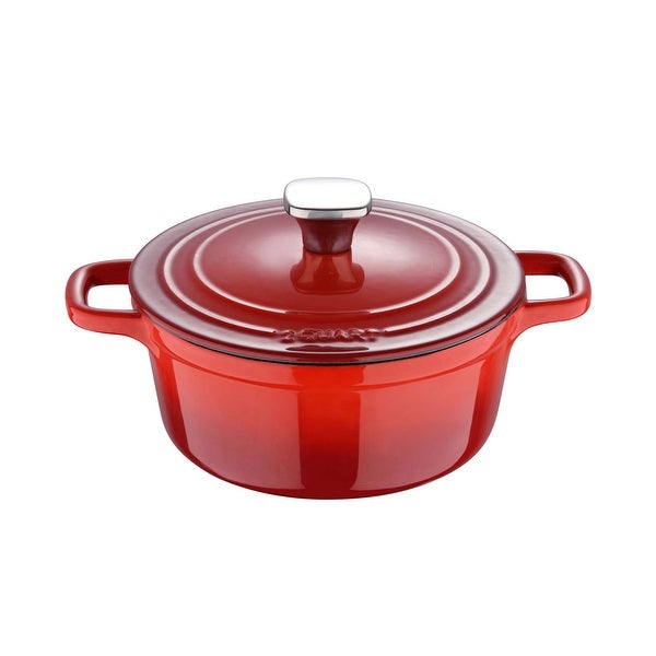 2 Qt Enamel Cast Iron Dutch Oven with Self-Basting Lid and Ombre Design