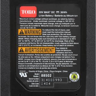 Toro 20-Volt Max Lithium-Ion Battery 88502